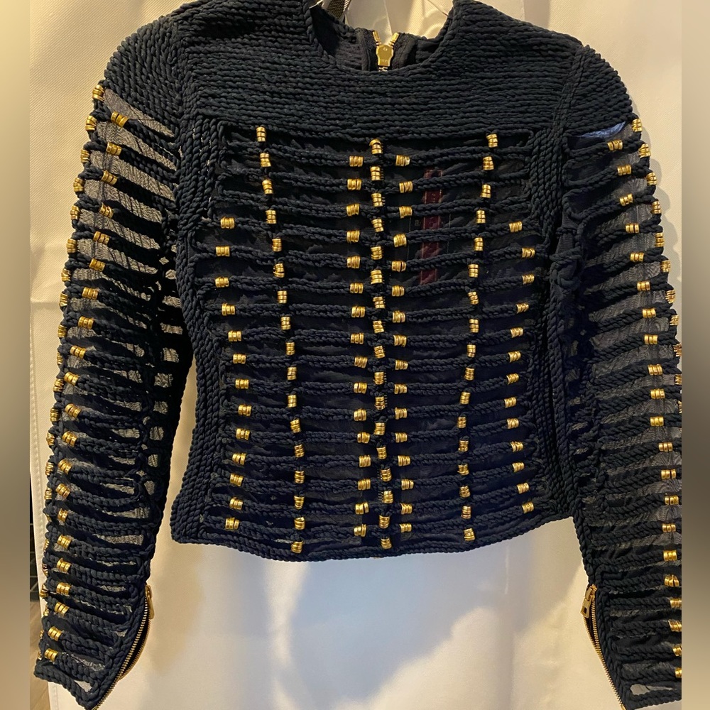 Balmain for HM Navy Blue Gold Top Size 2